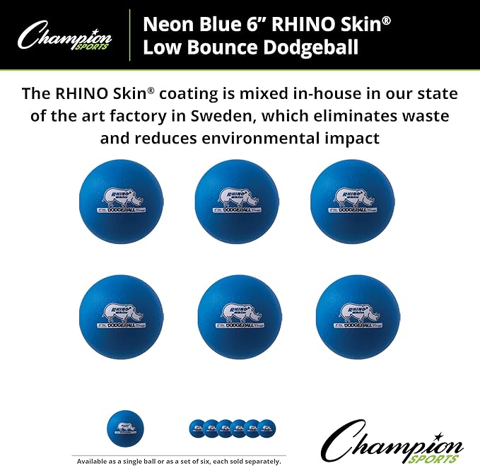 Champion Sports® Rhino Skin® Low Bounce Dodgeball Sets & Singles for Playground, PE, Backyard & League Games – Team Sports Equipment for Youth & Adults