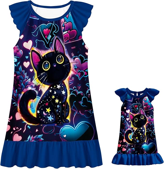 LQSZ Doll and Girl Matching Nightgown Outfit Pajamas Nightie Nightgown for Girls and Dolls Clothes