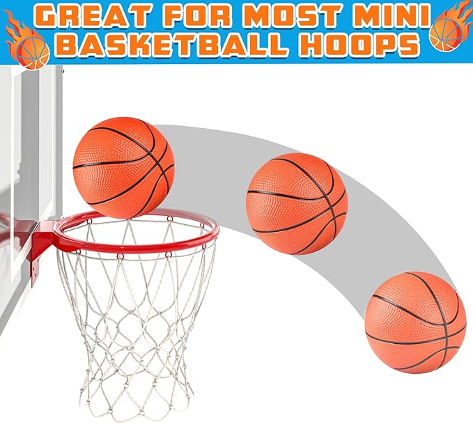 Hymaz 12 Pack 4 Inch Mini Basketball Ball, Small Basketballs Set with Pump for Toddlers Kids Basketball Gifts, Inflatable Ball for Basketballs Hoop Beach Pool Sports Arcade Games Party Favor
