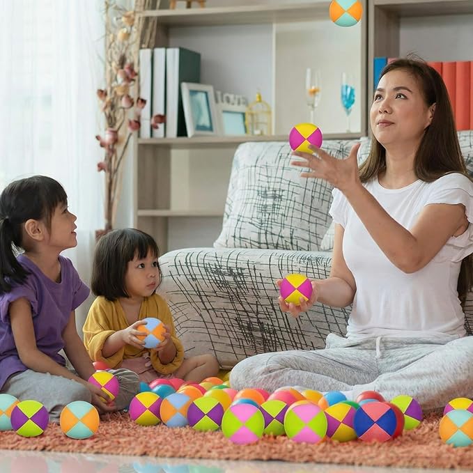 Liliful 24 Pcs 2.56 Inch Footbag Bulk Small Hacky Ball Multicolored Foot Indoor Toy for Kids Adults Teens Beginners Gifts Juggling Playing Games Party Favors