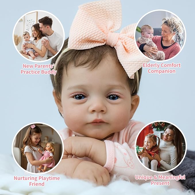 SCOM Realistic Reborn Baby Dolls - 18 Inch Lifelike Newborn Baby Dolls Adorable Girl, Real Life Baby Doll with Accessories, Soft Baby Doll Reborn Gift for 3+ Yrs Kids, Birthday Gift