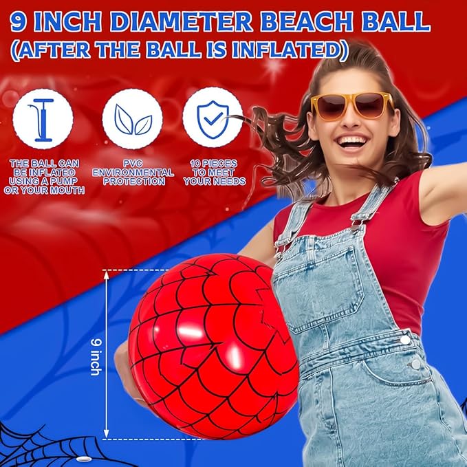 OU RUI 10 Packs Beach Balls Inflatable Pool Toys for Kids Summer Pool Toys Adults Kids Birthday Party Favors Luau Summer Beach Water Games Beachball Party Decor