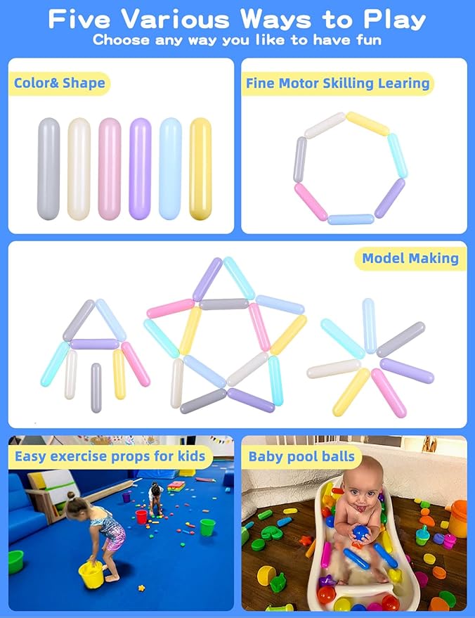 STARBOLO Ball Pit Balls for Toddlers - Pack of 100 Balls 5.12inches Crush Proof Plastic Toy Balls for Toddlers Ball Pits, Ball Pit Play Tent, Baby Pool Water Toys(Mixed 7 Colors)