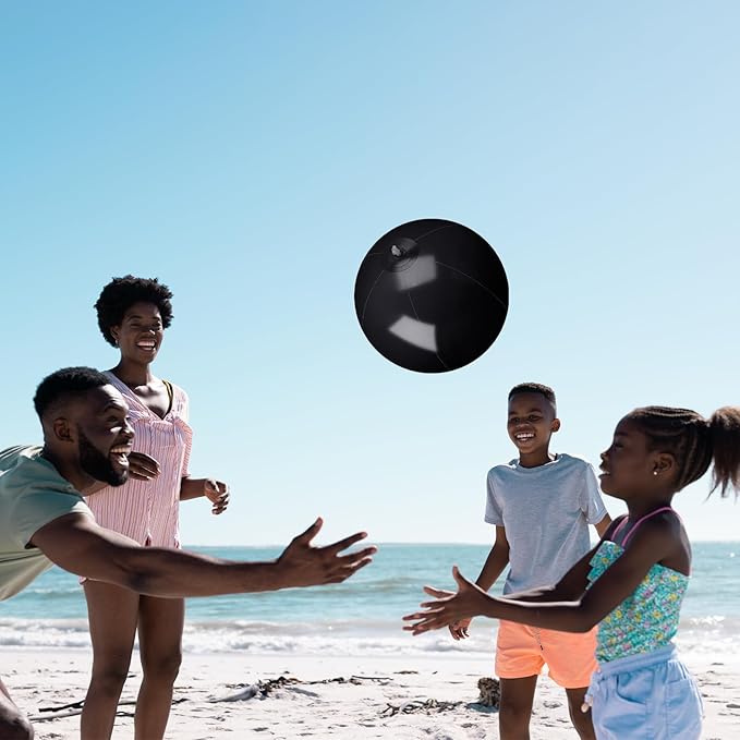 10 Pack Black Beach Ball - 12Inch Blow Up Beach Ball Party Supplies for Kids, Inflatable Floating Balls for Summer Pool Parties, Outdoor Activities & Birthday Decorations (Black)