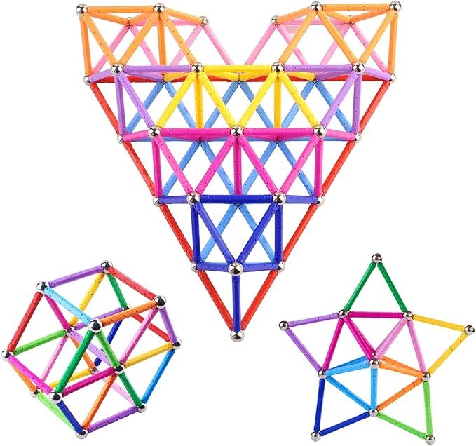 Beicarin 310 Pcs Magnetic Building Sticks Blocks Toys, Magnet Educational Toys Magnetic Blocks Sticks Stacking Toys Set for Kids and Adult, Non-Toxic Building Toy 3D Puzzle with Storage Bag