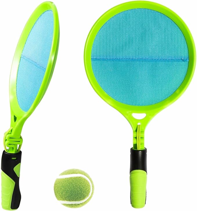Franklin Sports Throw 'N Stick Toss + Catch Set for Kids - Self Stick Tennis Ball Catch Game - Includes (2) Mitts with Handles + (1) Ball - Fun Kids Beach + Backyard Game Set