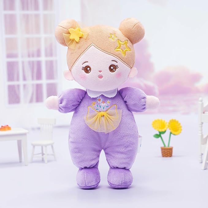 OUOZZZ Soft Baby Doll 10" - First Birthday Toys for 1 Year Old Girl, Ideal 1 Year Old Girl Gifts & Baby Girl Gifts, Snuggle Buddy for Infants Daisy Purple