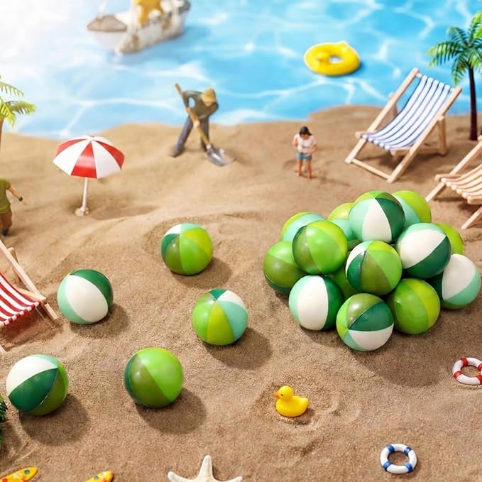 Jerify 24 Pcs Mini Beach Stress Balls 2.5 Inch Foam PU Relief Stress Mini Rainbow Blow up Beach Balls Toys for Girls Boys Birthday Hawaiian Party Favors Summer Pool Games(Gradient Green)