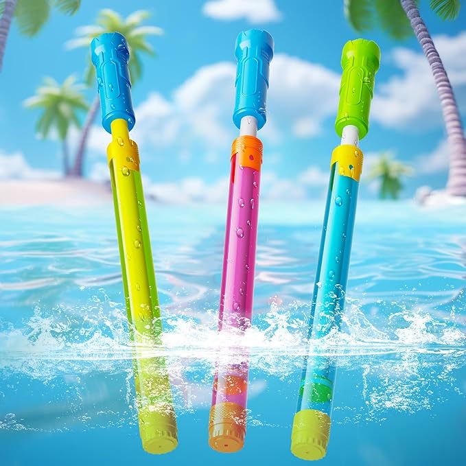 Water Gun Squirt Toys for Kids Adults: 3 PCS Outdoor Blaster Water Guns for Kids Age 3-4-5-8-12 Bulk - Fun Water Squirter Toy for Swimming Pool Beach Summer Outside Party Games
