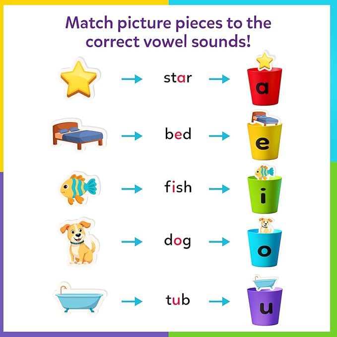Skillmatics Learning Toys – Phonics Sorter, Vowel Sorting & Early Reading Activity for Kids, Educational Preschool & Kindergarten Toy, Builds Phonemic Awareness, Gifts for Boys & Girls Ages 4, 5, 6, 7