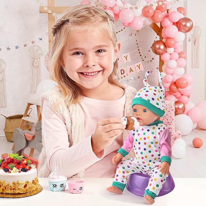 UNICORN ELEMENT 5 Sets Baby Doll Clothes for 14-18 Inch Dolls, 16 Inch Baby Doll Pjs Clothes Outfits and Accessories for New Born Dolls