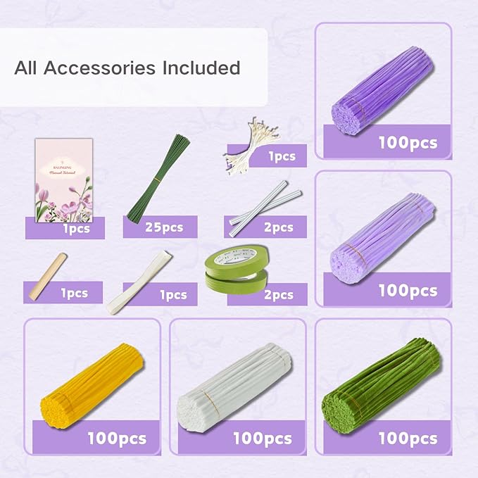 500pcs Pipe Cleaners Craft for Flowers,Chenille Stems for DIY Flower Making Kit,Pipe Cleaners Projects Creative for DIY Art and Craft,Ideal for Holiday Decoration(Daisy)