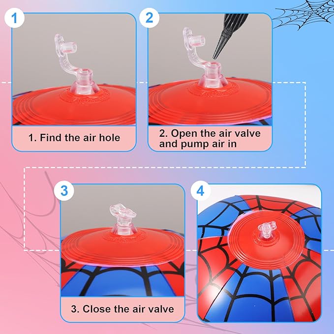 SAVITA 3pcs Spider Web Beach Balls, PVC Material Inflatable Blow up Blue and Red Beach Balls for Kids Party Favors Outdoor Activity Summer Pool Water Toy Game Supplies Decorations