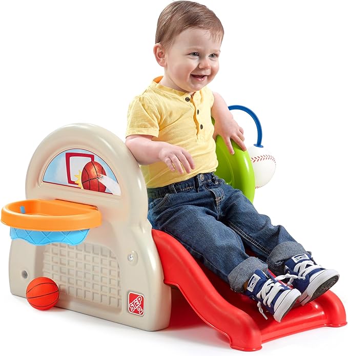 Step2 Sports-Tastic Activity Center, Toddler Sports Playset, Indoor/Outdoor Slide, Play Gym Includes Bat & Balls, Made of Durable Plastic, For Toddlers 1+ Years Old