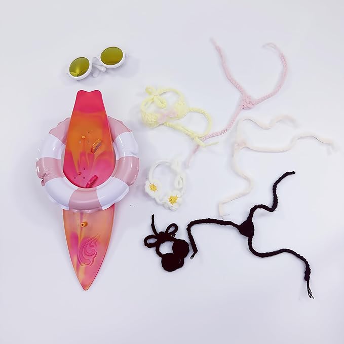 Summer Series - 17cm Doll Clothes, Swimsuit Doll Outfits 3 Sets of Bikini + Swimming Ring + Surfboard + Glasses(No Dolls)