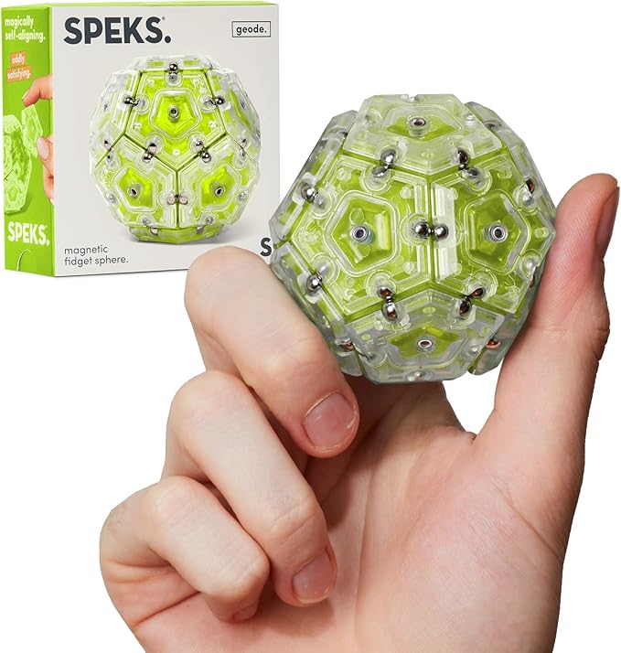 Speks Geode Magnetic Fidget Toy | Sensory Desk Toy for Adults & Teens 14+ | Stress Relief Gift | Sphere, Peridot