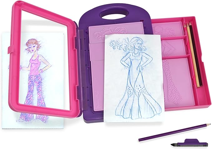 Melissa & Doug Fashion Design Art Activity Kit - 9 Double-Sided Rubbing Plates, 4 Pencils, Crayon - Fashion Plates, Travel Toys for Kids Ages 5+