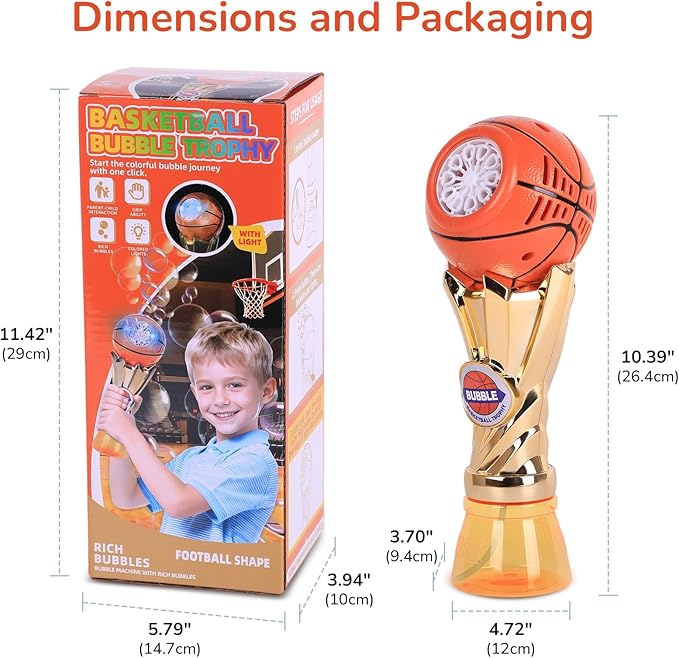 Basketball-Shaped Bubble Machine, Perfect for Children to Play with Complete with Bubble Solution – The Ideal Toy Bubble Machine for Kids