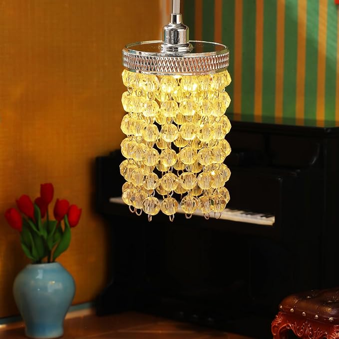 TOYANDONA Dollhouse Chandelier - 1/12 Scale Hanging Beaded Chandelier Doll House Ceiling Lights Lamp Miniature Dollhouse Lights Led Battery Operated for Doll House Decoration Accessories