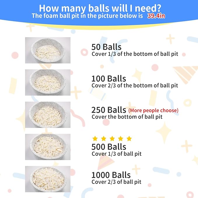 STARBOLO Ball Pit Balls for Toddlers - Pack of 100 Balls 5.12inches Long Balls Crush Proof Plastic Toy Balls for Toddlers Ball Pits, Ball Pit Play Tent, Baby Pool Water Toys(Beige Clear)