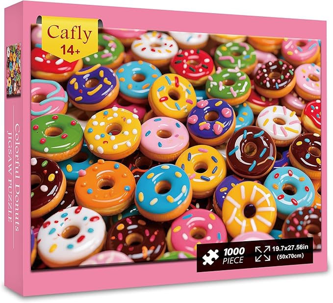 Jigsaw Puzzles for Adults 1000 Pieces - Challenging Fun Puzzles Stunning Art Wall Decor, Gift for Adult Puzzle Lovers, Family Game, Colorful Donuts C0816