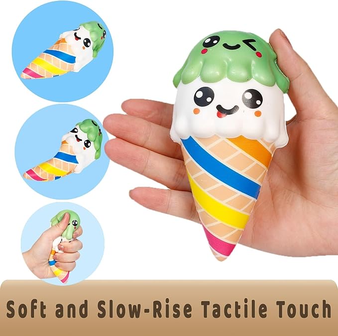 Anboor 2pcs Squishies Set Toys Squeeze Ice Cream Kawaii Slow Rising Scented Kid Toys Cute Food Collect Halloween Ideas