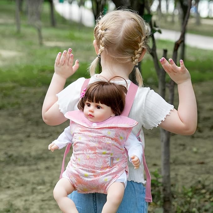 GAGAKU Baby Doll Carrier for Toddlers, Doll Carrier for Little Girls, Toy Baby Dolls Sling for Kids, Reborn Baby Doll Accessories - Calendula Flowers