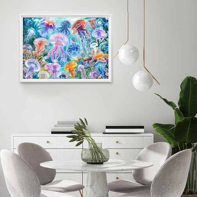 Jigsaw Puzzles for Adults 1000 Pieces, Sea Ocean Jellyfish Difficult Challenging Unique Puzzle for Game Night Family Home Decor, 20x27 Inches, Jellyfish