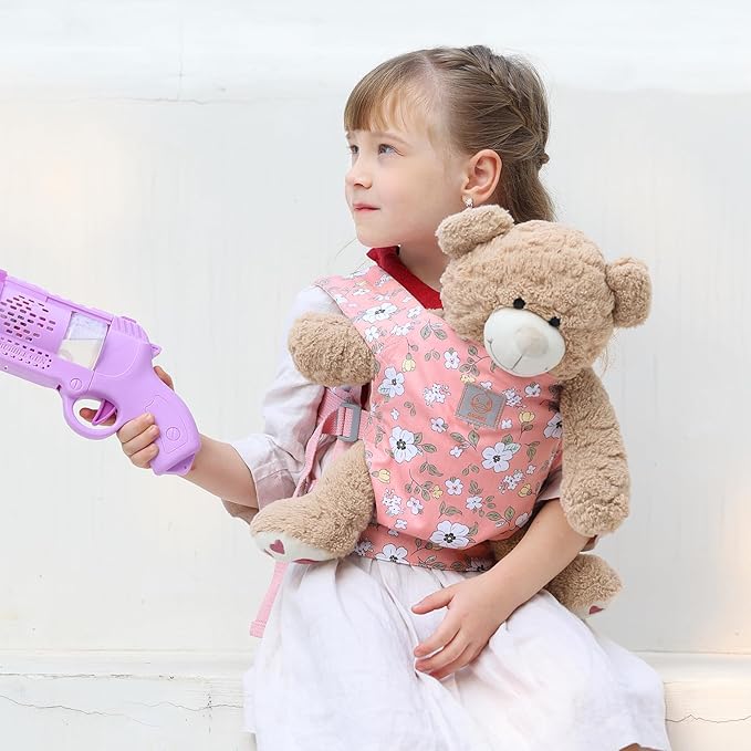GAGAKU Baby Doll Carrier, Doll Carrier for Little Girls, Toy Baby Carrier for Dolls Kids, Baby Doll Carrier for Toddlers, Reborn Baby Doll Accessories - Pink - Anemone Flowers