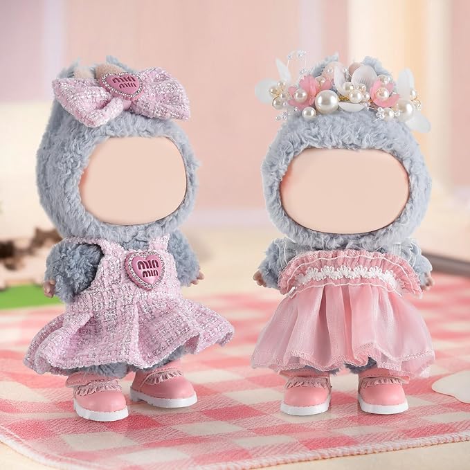 Cute Doll Shoes for Labubu, Premium Doll Shoes for 4-7in Dolls, Compatible with Labubu Doll Clothing & Outfits(Pink Laces)