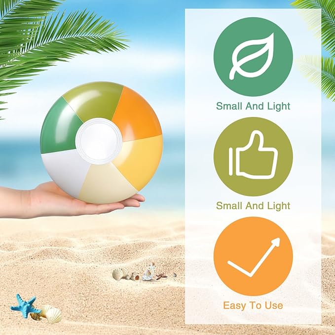 Realspring 12 Pcs Pastel Inflatable Beach Balls Kids Bulk Stripe Jumbo Big Beach Balls Pool Floating Toy for Adult Water Game Baby Shower Birthday Summer Swimming Party (Orange and Green,10 Inch)