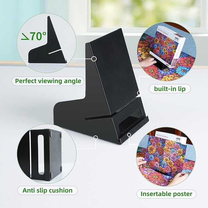 ALL4JIG Jigsaw Puzzle Box Stand for Jigsaw Puzzles – Sturdy & Stable Reference Image Holder, Hands-Free Viewing, Non-Slip Base, Ergonomic Tilt, Must-Have Puzzle Accessory Gift