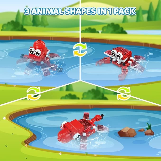 24 Packs Animals Building Sets for Kids,3 in 1, 72 Kinds of Transformable Building Block Toy,Compatible with Lego Party Favors,Classroom Student Prizes Birthday Gifts for Kid Age 6+