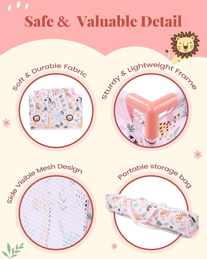 BABESIDE Baby Doll Crib for 18'' Dolls,7 Piece Baby Doll Bed with Storage Bag and Bedding Accessories, Toy Crib Doll Furniture,Reborn Baby Doll Accessories for Kids Age 3+