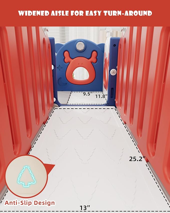 XJD Toddler Slide,12 in 1 Kids Slide for Toddlers 1-3, New Upgrade with Golf Set, Basketball Hoop, Drawing Board for Indoor Outdoor Playset,Toddler Playground (Red Blue)
