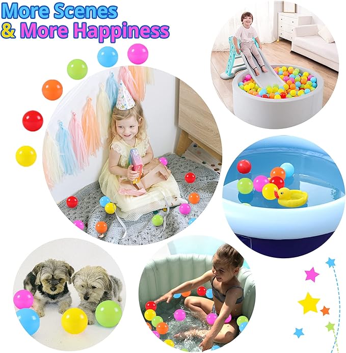 STARBOLO Ball Pit Balls for Toddlers Pack of 100 200 500 - BPA&Phthalate Free Non-Toxic Crush Proof Soft Plastic Balls for 1-5Years Old Toddlers Girl Kids Birthday Pool Playpen Tent Party