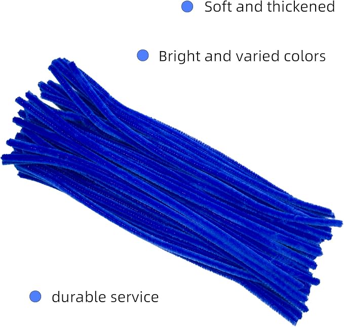200 Pcs Pipe Cleaners, 12 Inch Long Pipe Cleaners Craft Supplies, Colorful Pipe Cleaners Pastel for Halloween Decoration, Christmas Day and Valentine’S Day DIY Art Creative Crafts (Royal Blue)