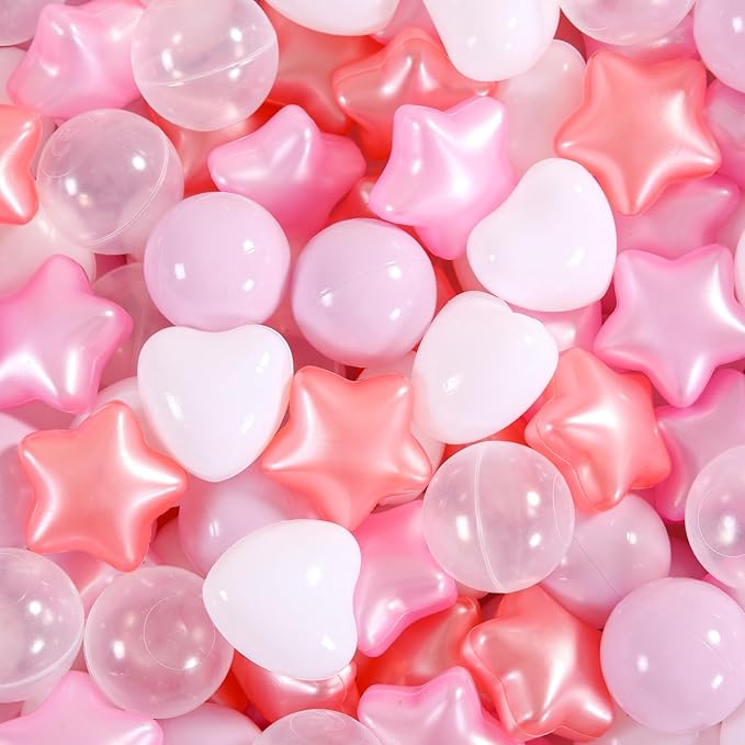 Star Ball Pit Balls for Toddlers- 200 Pcs Crush Proof Plastic Toy Balls for Toddler Ballpit, Ball Pits Play Tent, Baby Pool Water Toys, Christmas Party Decoration, Photo Props