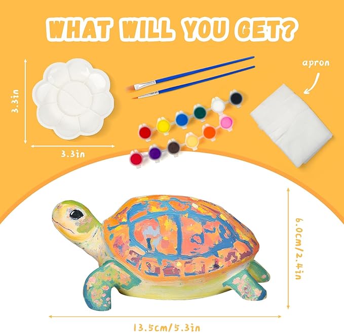 Paint Your Own Turtle Lamp Kit, Arts and Crafts for Kids Ages 8-12, Arts and Crafts for Kids 4-6, DIY Turtle Gifts for 10 Year Old Girl, Art Supplies for Girls Boys Birthday Ages 3 4 5 6 7 8 9 10 11+