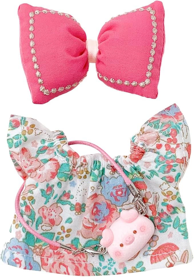 17 cm Doll Clothes 4 Sets - 6.7 Inches Cute Dolls Dress Outfits - Premium Fashion Accessories，Luxury Chic Doll Clothing & Style Bundle 3Pcs Set（Cute Doll Dress+Bow+Bag），Gifts for Lovers（No Dolls）