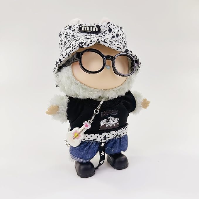 Stylish 17cm Doll Clothes(NO Dolls), Cute Doll Outfits with Hat + Top + Pants + Glasses + Shoes, Adorable Dolls Clothes Accessories for Dress Up