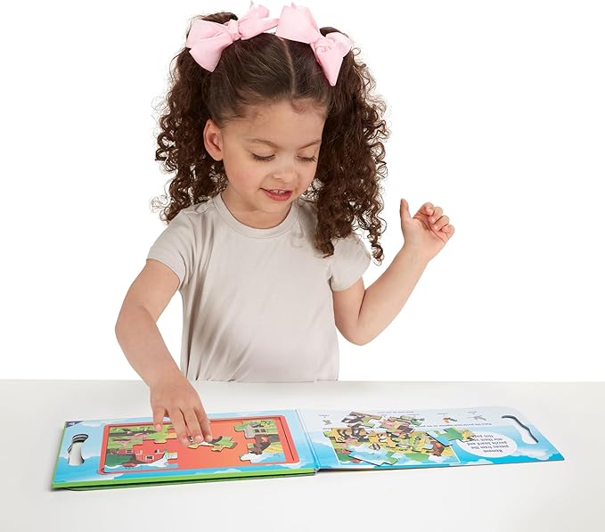 Melissa & Doug Take-Along Magnetic Jigsaw Puzzle Set – On the Farm (2 x 15 Piece) Travel Activity Toy for Preschoolers and Kids Ages 3+ - FSC Certified