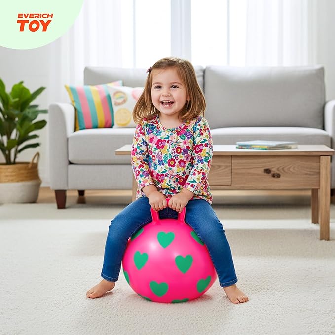 EVERICH TOY Hopper Ball,15In Sit On Bouncy Balls with Handle, Purple Heart Girls Toys for Indoor Outdoor Active Play Toys, Best Balance Hopping Toys for Girls Boys Gifts 3 4 5 6 Yr Old