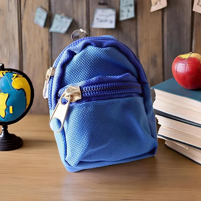 Blue Mini Doll Backpack School Bag Model Dollhouse School Accessory for 1/6 Scale Décor,Simulation Mini School Bag Model,Dollhouse Accessories,Lightweight and Cute Doll Accessory