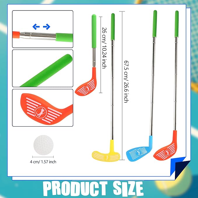 45 Pcs Plastic Golf Set for Kids with 15 Golf Clubs and 30 Balls for Indoor and Outdoor Play Ideal for Toddlers Birthday, 3 Colors