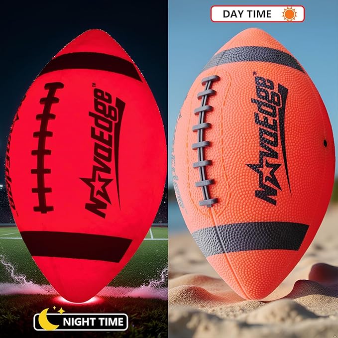 Glow in The Dark Football | LED Light Up Ball for Kids & Adults | Junior Size 6 | USB-C Rechargeable | Gift for Boys Girls Ages 6+ | Outdoor Night Games, Beach, Camping Fun