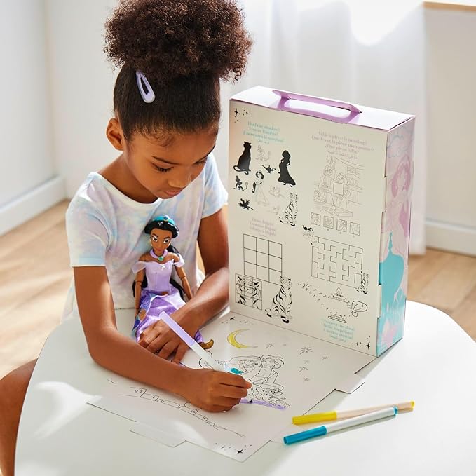 Disney Store Official Jasmine Story Doll - 11 Inches - Includes Coloring Book and Additional Dress, Princess Doll in Classic Outfit, Disney Princess Toys for Girls