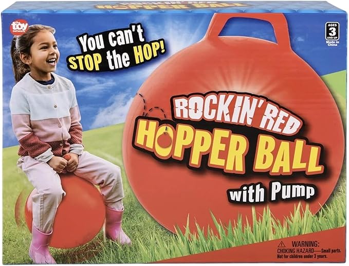 Red Hopper Ball - 18" (1 Pc.) - Thick Vinyl Jumping Ball with Handle - Perfect for Indoor and Outdoor Active Play