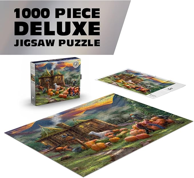 Ceaco - Thomas Kinkade Harry Potter - Hagrid’s Hut - 1000 Piece Silver Select Jigsaw Puzzle - Challenging Puzzles for Adults – Precision-Cut Pieces, Beautiful Artwork, and Hours of Fun