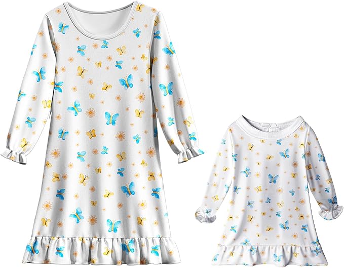 LQSZ Doll and Girl Matching Nightgown Outfit Pajamas Nightie Nightgown for Girls and Dolls Clothes